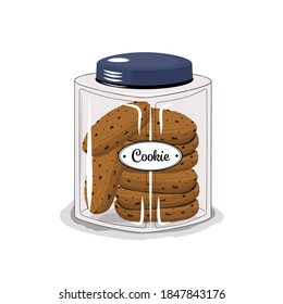 Jar with cookies on an isolated white background. Cupcakes, crackers. Breakfast. Proper nutrition. Gluten free.