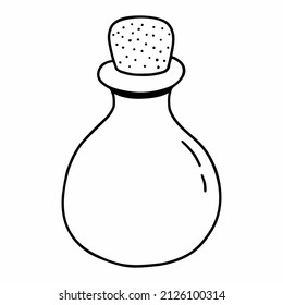 Jar with cork. Vector doodle illustration. Magic love  potion. 