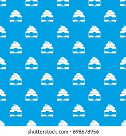 Jar of cosmetic cream pattern repeat seamless in blue color for any design. Vector geometric illustration