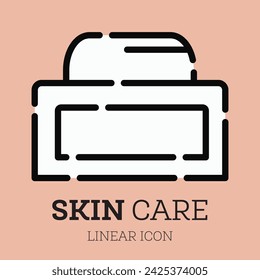 Frasco de crema de cosméticos. Icono lineal. Producto de cuidado personal. Crema facial. Ilustración vectorial.