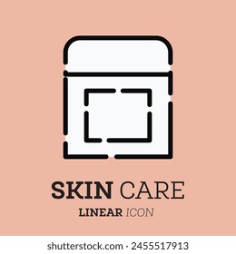 Jar of cosmetics cream. Linear icon. Personal care product. Face cream. Vector illustration.