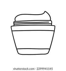 Jar for cosmetics or cream lotion with a screwed-off lid. Suitable for face cream.