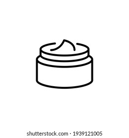 Jar for cosmetics. Cream simple thin line icon vector illustration