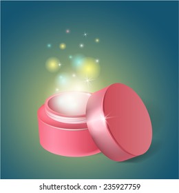 Jar with cosmetics, jar with a miracle cream. Vector illustration eps 10