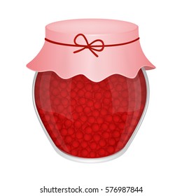 Jar of cranberry jam. Vector illustration