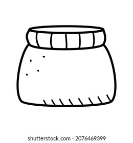 Jar for cream or cosmetic and household liquids. Vector doodle illustration of a plastic or glass container, isolated on white