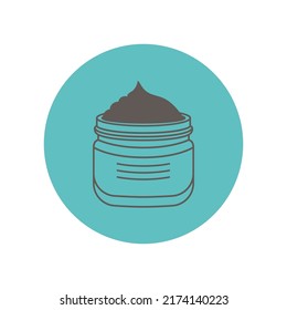 Jar of cream or face mask icon isolated on blue background. Icons for social networks blog about cosmetics, beauty procedures and skin care