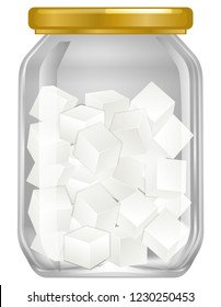 A jar of cube sugar illustration