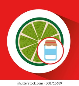 jar cute blue with jam lemon graphic vector illustration eps 10