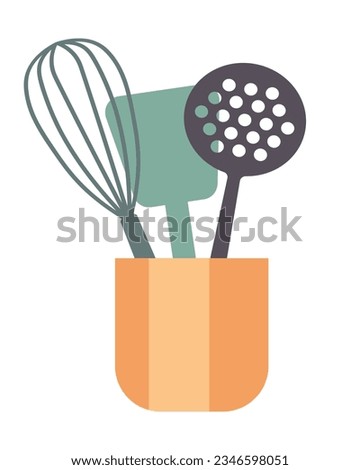 Jar with cutlery in flat style. Objects Are Repainted.