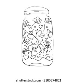 
A jar with doodle flowers