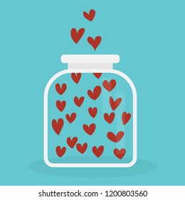 Jar with doodle hearts icon vector illustration