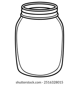 A jar is drawn in black and white. The jar is empty and has a lid