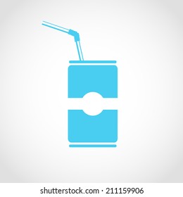 Jar drink with a straw Icon Isolated on White Background