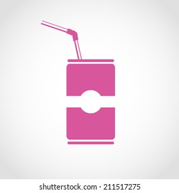 Jar drink with a straw Icon Isolated on White Background