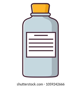 Jar drugs.Medicine vitamins in a glass small bottle. Pharmaceutical medicines for treatment. Packing of tablets label. An icon for website of hospital or clinic.Flat line art vector.