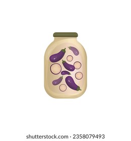 jar with eggplant.vegetable vector illustration