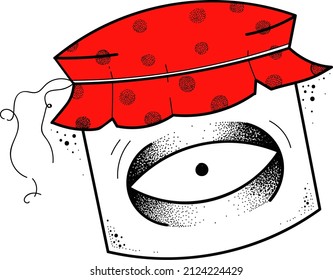 jar with eye tattoo illustration