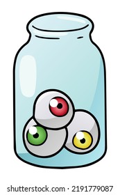 Jar with eyes cartoon illustration isolated on white background