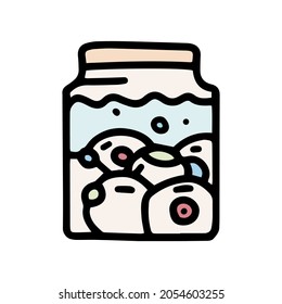 jar with eyes color vector doodle simple icon