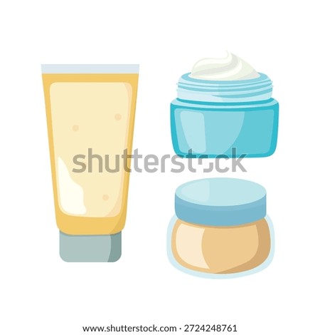 Jar of face cream. Flat vector clipart, illustration with isolated background.