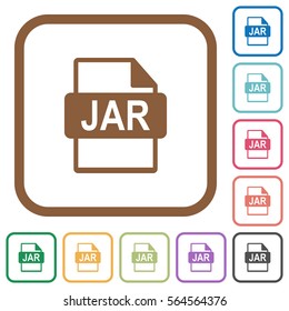 JAR file format simple icons in color rounded square frames on white background