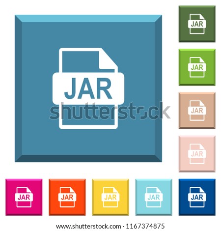 JAR file format white icons on edged square buttons in various trendy colors