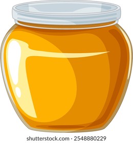 A jar filled with golden honey