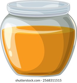 A jar filled with golden honey