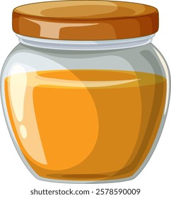 A jar filled with golden honey