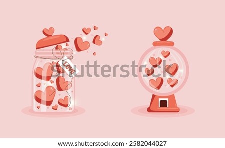 jar filled with hearts. valentine's day