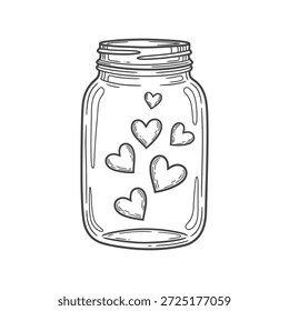 Tarro lleno de corazones Vector