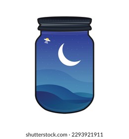 A jar filled with moon at night that is so beautiful to come true, Yogyakarta, 26 April 2023