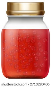 Um frasco cheio de bagas vermelhas
