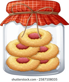 A jar filled with tasty jam-filled cookies