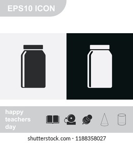 Jar flat black and white vector icon.