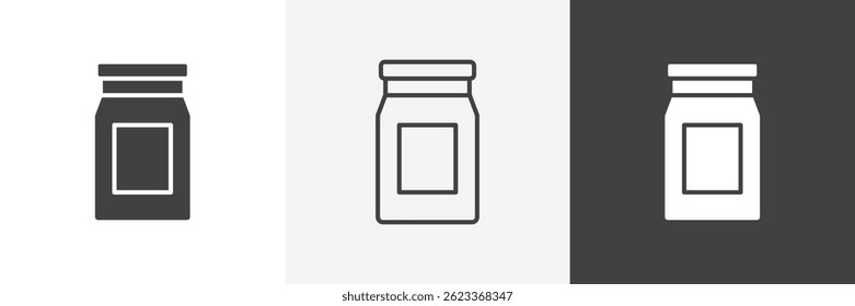 Jar flat and liner vector icons set