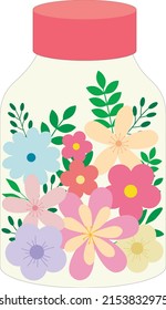 Jar with flowers vector illustration