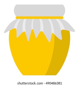 Jar of fresh honey icon in flat style isolated on white background. Food symbol vector illustration