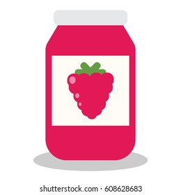 jar with fruit and berry jam