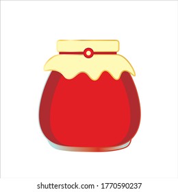 Jar of fruit jam isolated on a white background. Vector illustration in flat style.
