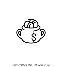 jar full of coins outline icon vector design good for web or mobile app