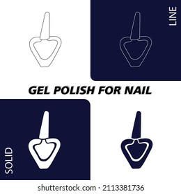 A jar with gel polish for manicure. In lines and solid fill for dark and light backgrounds. Objects and materials for a beauty and fashion salon. Vector illustration.