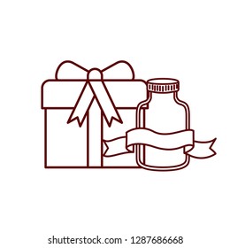 jar and gift box isolated icon