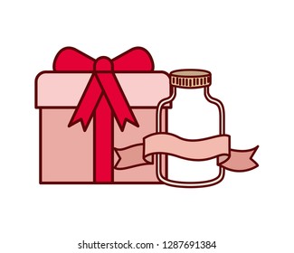 jar and gift box isolated icon