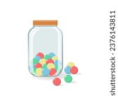 jar glass with balls candies sweet confectionery isolated icon vector illustration