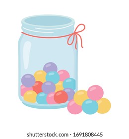 jar glass with balls candies sweet confectionery isolated icon vector illustration