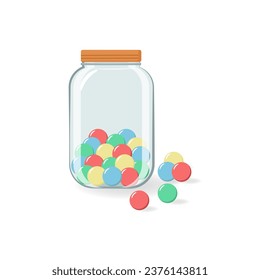 jar glass with balls candies sweet confectionery isolated icon vector illustration