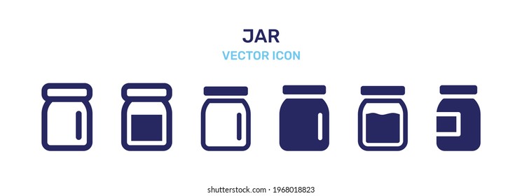 Jar glass container icon vector set