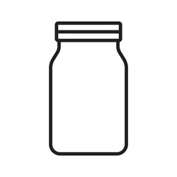 Jar, Glass, Empty, Container, Bottle, Vector Icon, Isolated On White Background, Vector Illustration